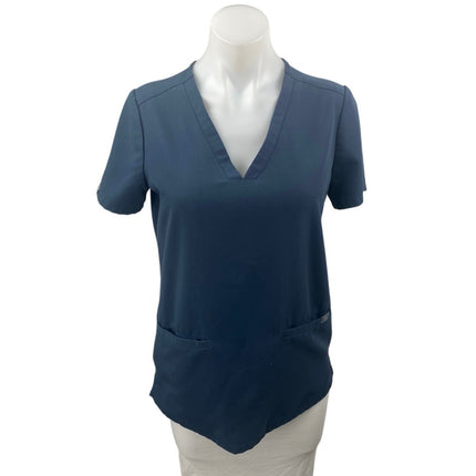 Figs Women's Navy Blue Short Sleeve V Neck Pocket Medical Scrub T Shirt Top XS