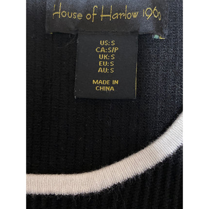 House of Harlow 1960 Women's Black Sleeveless Ribbed Knit Tank Crop Top Size S