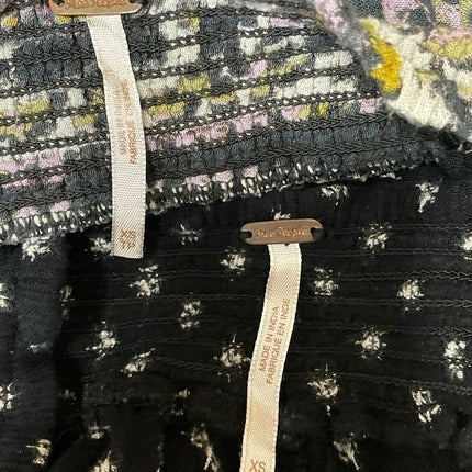 Bundle of 2 Free People Black Floral Boho Smocked High Rise Mini Shorts Size XS