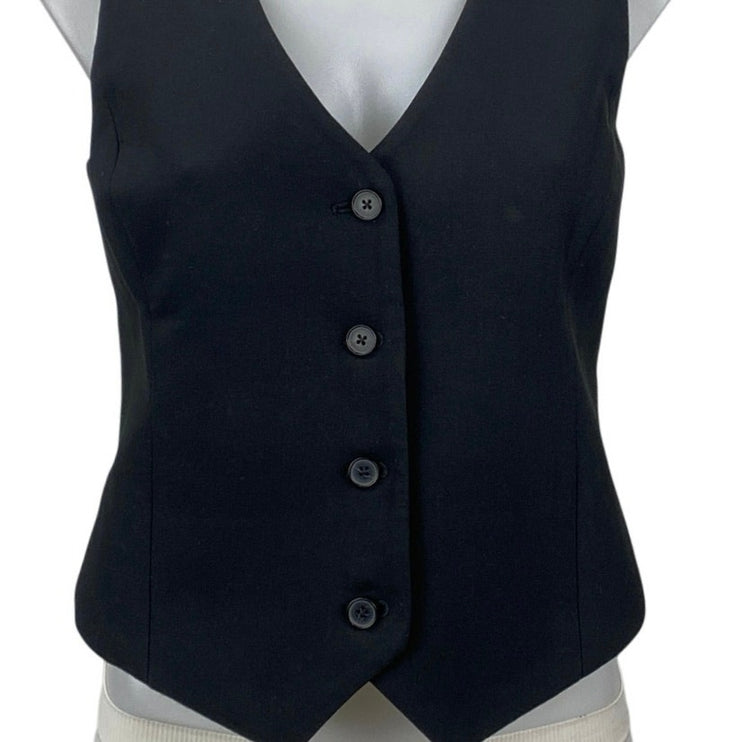 Aritzia Babaton Deniro Womens Black Sleeveless Button Tank Sweater Vest Top 2
