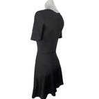 H&M Divided Black Ribbed Knit Cut-Out Neck Short Sleeve Fit & Flare Dr –  Brie