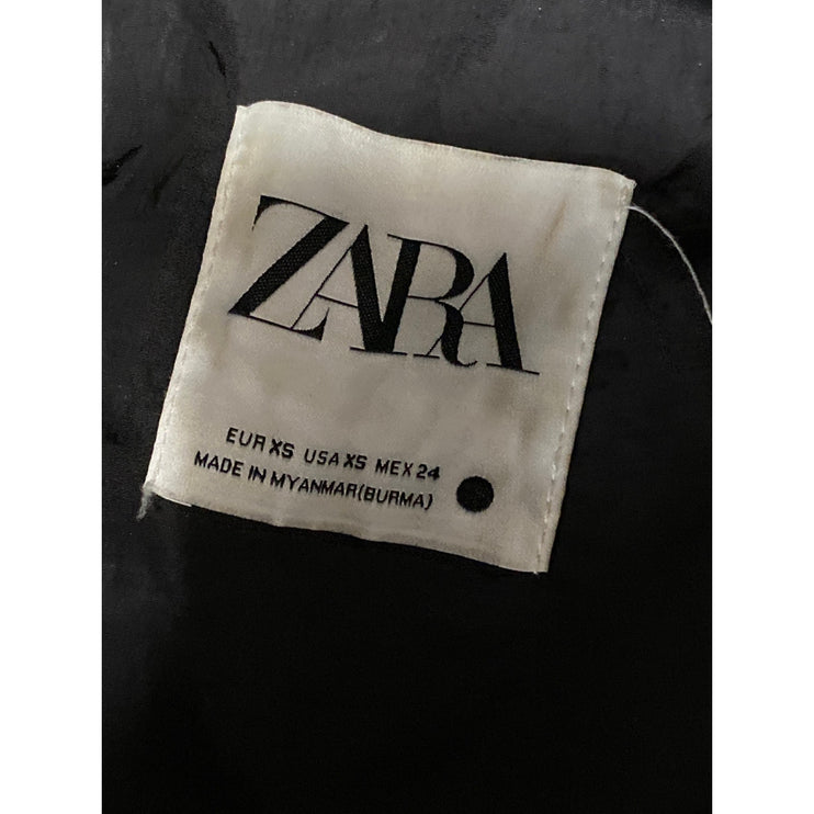 Zara Women's Black Full Zip Long Sleeve Hooded Winter Puffer Coat Jacket Size XS