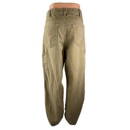 Carhartt Khaki High Rise Barrel Carrot Baggy Wide Leg Denim Jeans Pants Sz 34/36