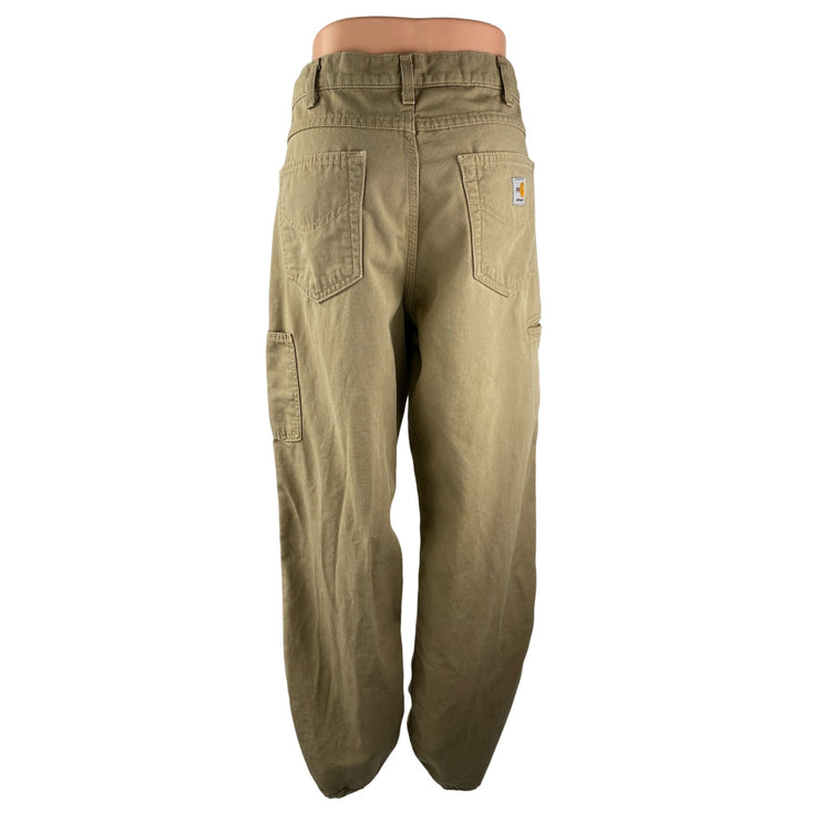 Carhartt Khaki High Rise Barrel Carrot Baggy Wide Leg Denim Jeans Pants Sz 34/36