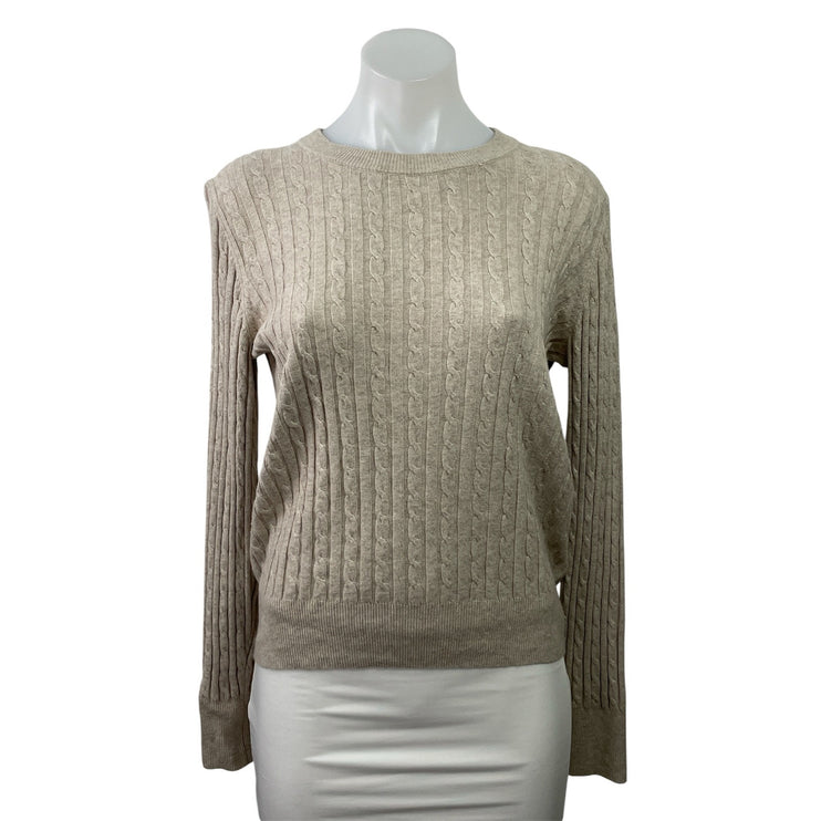 Gap Women's Gray Ribbed Knit Crew Neck Long Sleeve Pullover Sweater Top Size S
