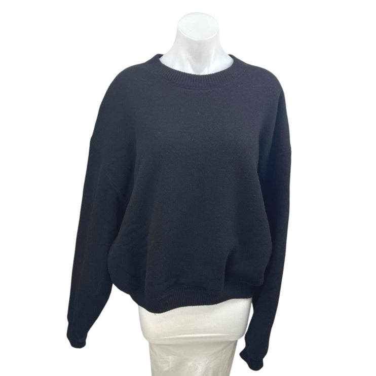 Alexander Wang Black Crewneck Long Sleeve Oversized Sweatshirt Sweater Top Sz OS