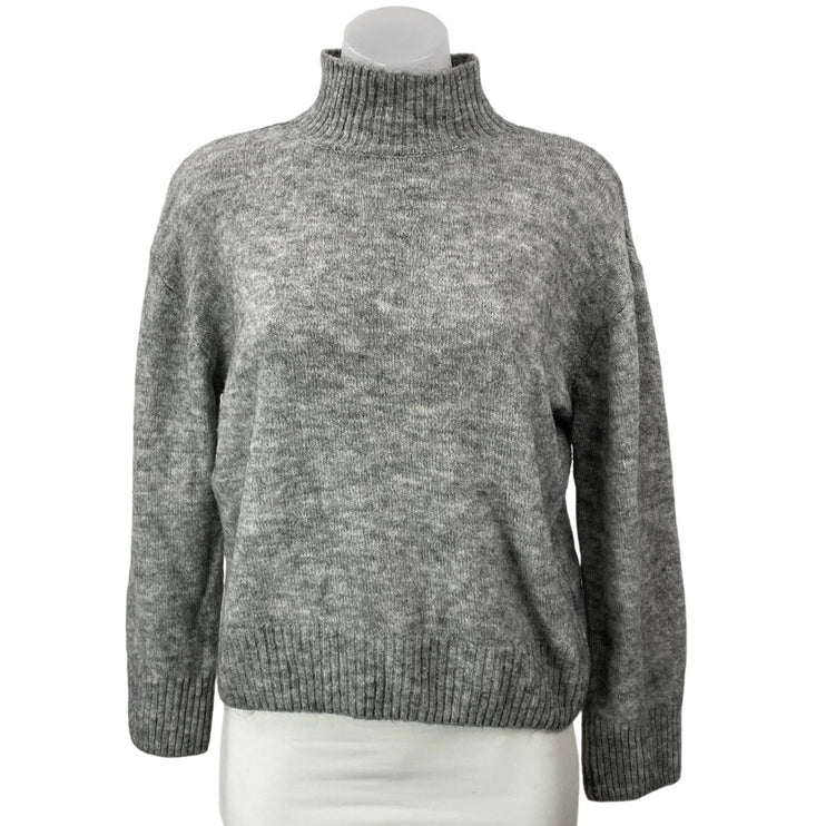 ICHI Women's Gray Long Sleeves Ribbed Relaxed Turtleneck Pullover Sweater Top S