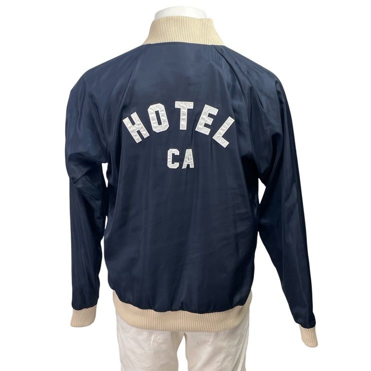 Hotel 1171 Mens Navy Blue Zip Up Long Sleeve Windbreaker Coat Bomber Jacket Sz L