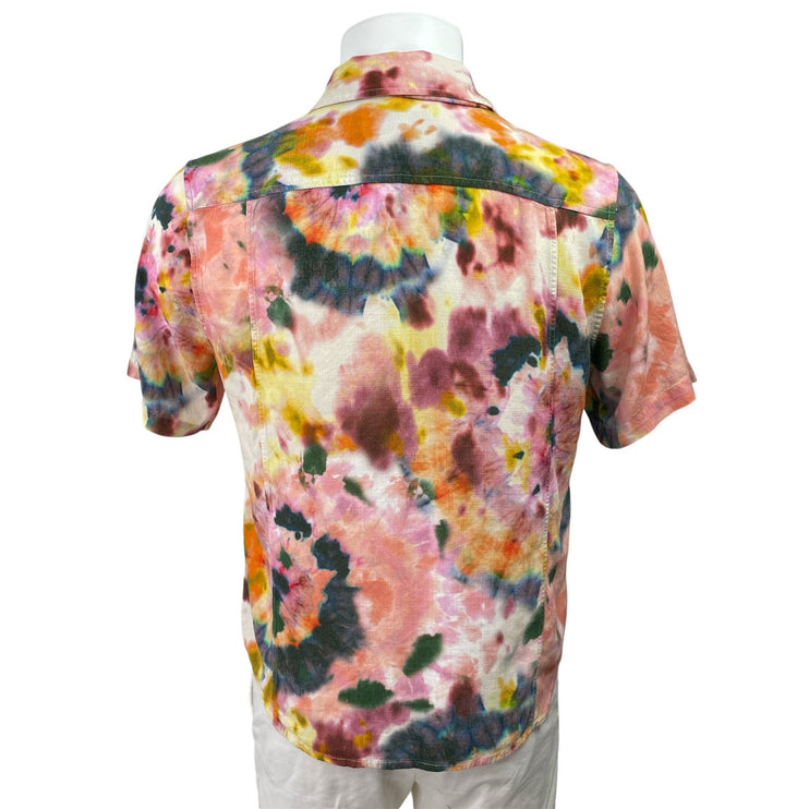 Corridor Men's Multicolor Tie Dye Short Sleeve Button Down Shirt Top Size M