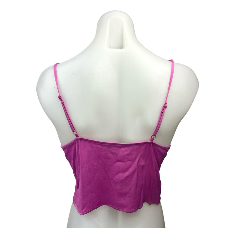 Zara Pink Purple Silk Satin Cami Camisole Cowl Neck Spaghetti Crop Tank Top S