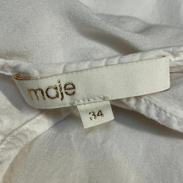 Maje Silky Satin Lace V Neck Sleeveless Mini Camisole Tank Shift Slip Dress 34