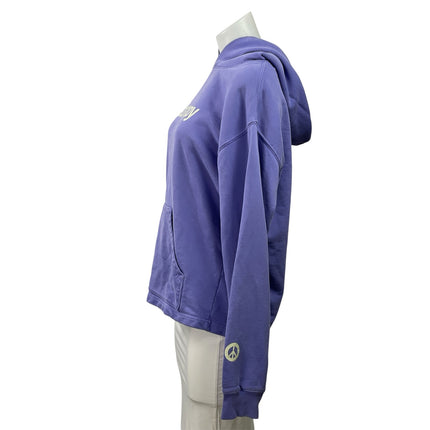 Madhappy Womens Purple Logo Long Sleeve Knit Hoodie Hooded Sweatshirt Top Size S