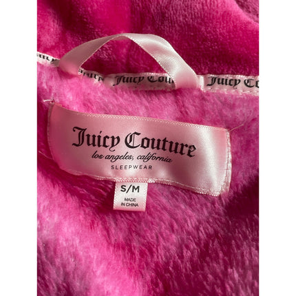 Juicy Couture Hooded Luxe Plush Women's Pink Long Sleeve Wrap Sleepwear Robe S/M
