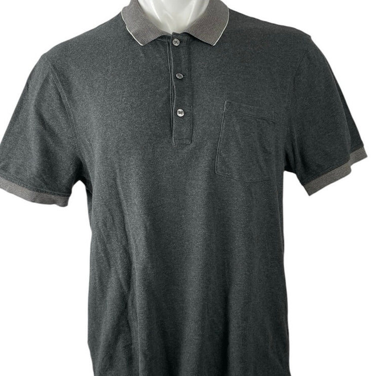 J.Crew Stretch Pique Men's Black Short Sleeve Pocket Golf Polo Shirt Top Size L