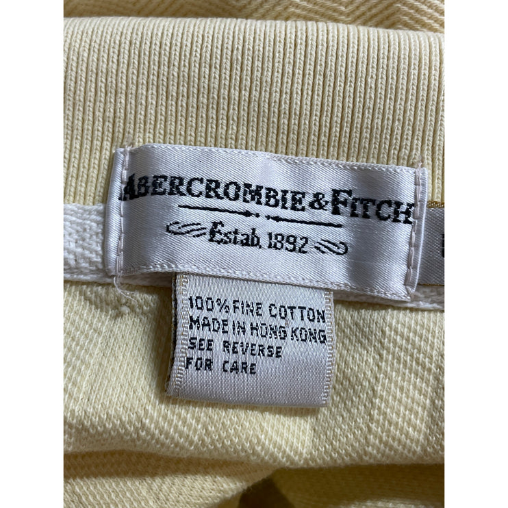 Abercrombie & Fitch Men's Yellow Zig Zag Short Sleeve Knit Polo Shirt Top Size L