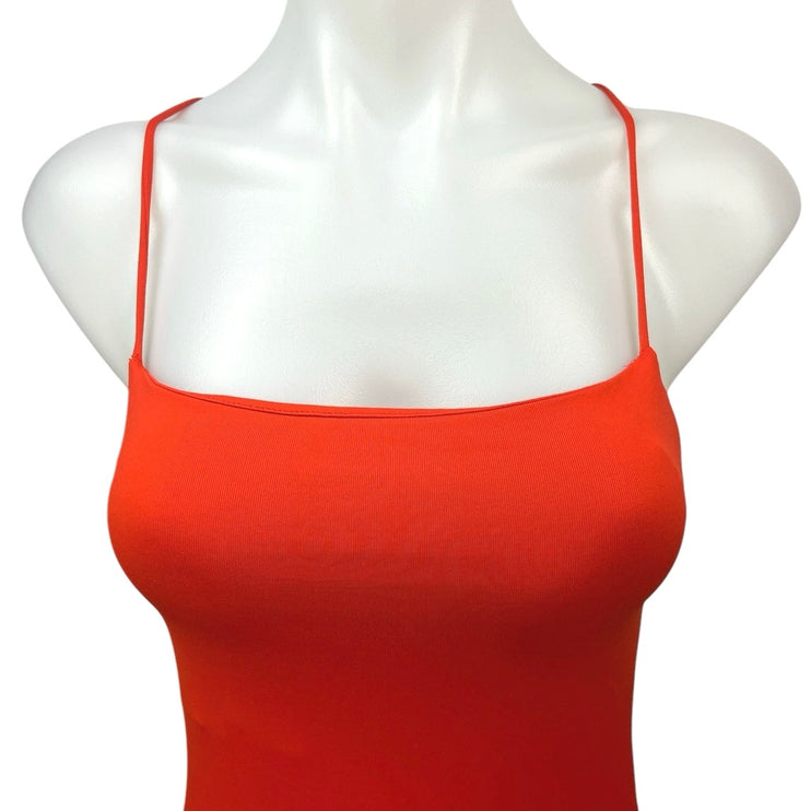 Zara Red Orange Spaghetti Strap Square Neck Cami Camisole Tank Bodysuit Top M