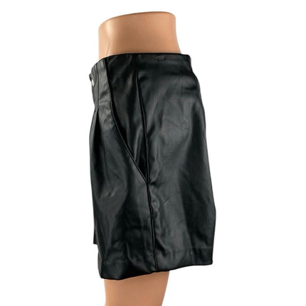 H&M Divided Womens Black Faux Leather Vegan High Rise Casual Mini Shorts Size 10