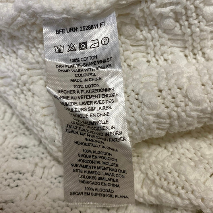 French Connection Mozart Popcorn Women's White Long Sleeve Mock Neck Sweater XL