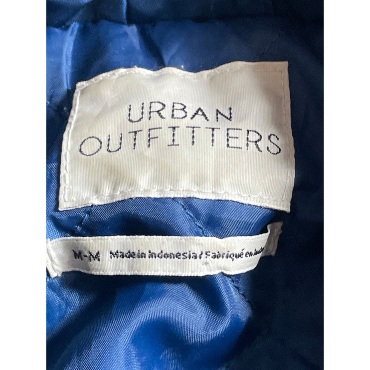Urban Outfitters Eleanor Blue Faux Fur Collar Long Sleeve Bomber Coat Jacket M