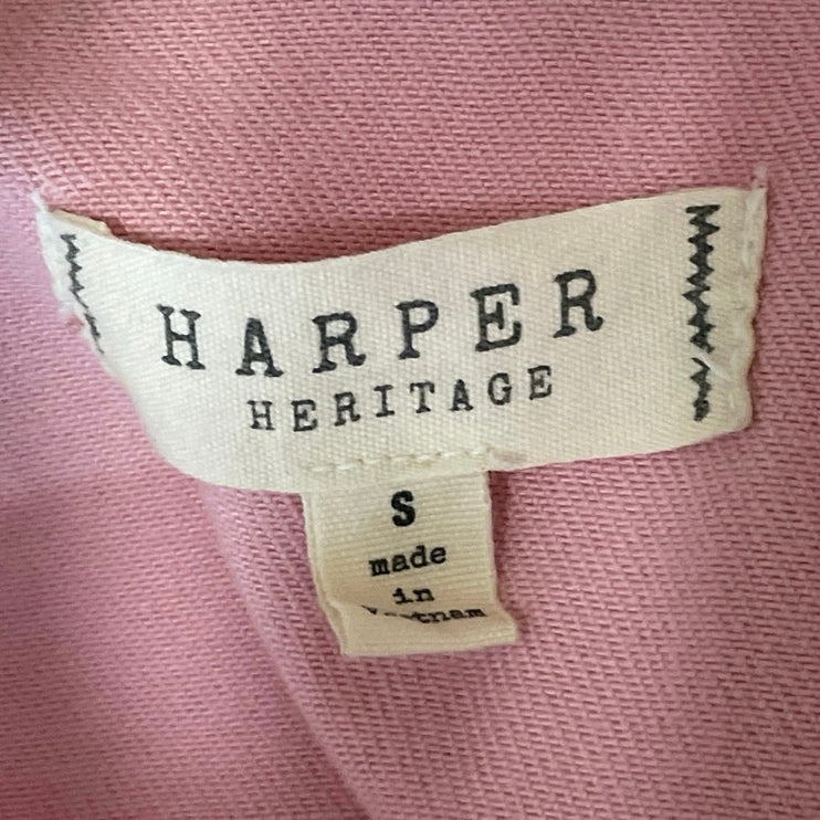 Harper Heritage Women's Pink Short Sleeve Pocket Button Up Romper Shorts Size S