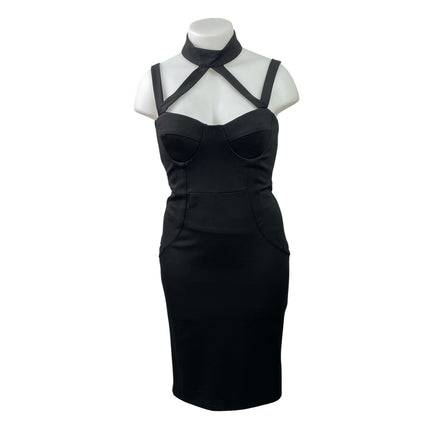 NEW Fashion Nova Evil Queen Black Sleeveless Strappy Midi Bodycon Dress Size 3X