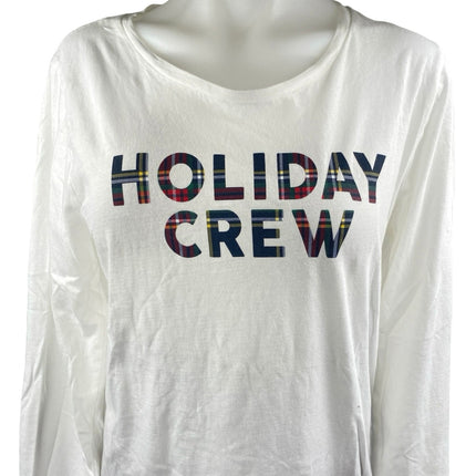 J.Crew White Red Holiday Crew Plaid Flannel Long Sleeve Sleepwear Pajamas Set M
