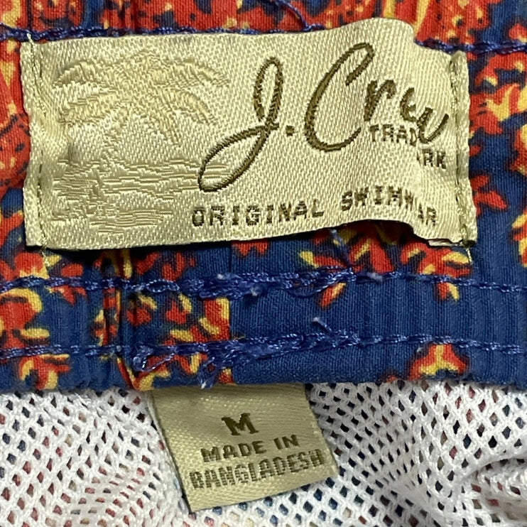 J.Crew Men's Blue Paisley Drawstring Stretch Boar Shorts Swim Trunks Size M