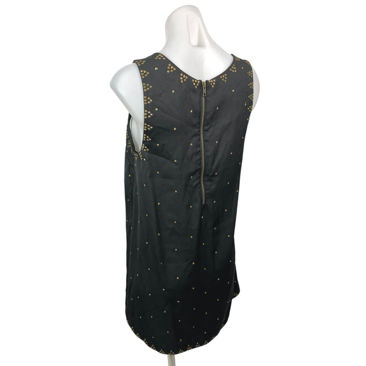 Free People Black Sequin V Neck Sleeveless Boho Shift Tank Mini Dress Size 6