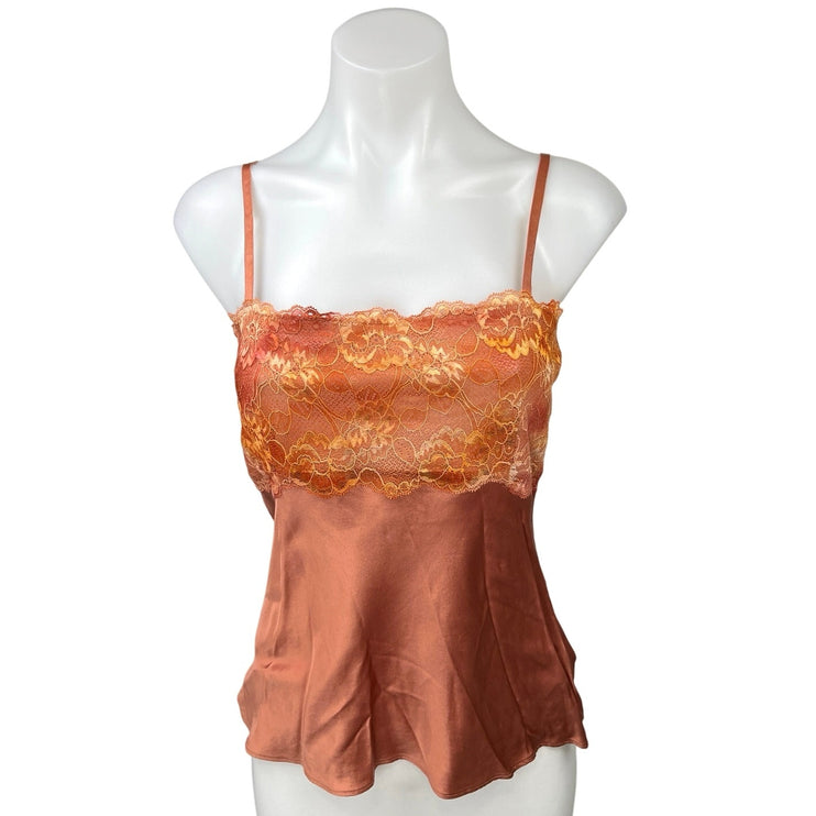 Banana Republic Brown Silk Satin Lace Spaghetti Strap Cami Camisole Tank Top M