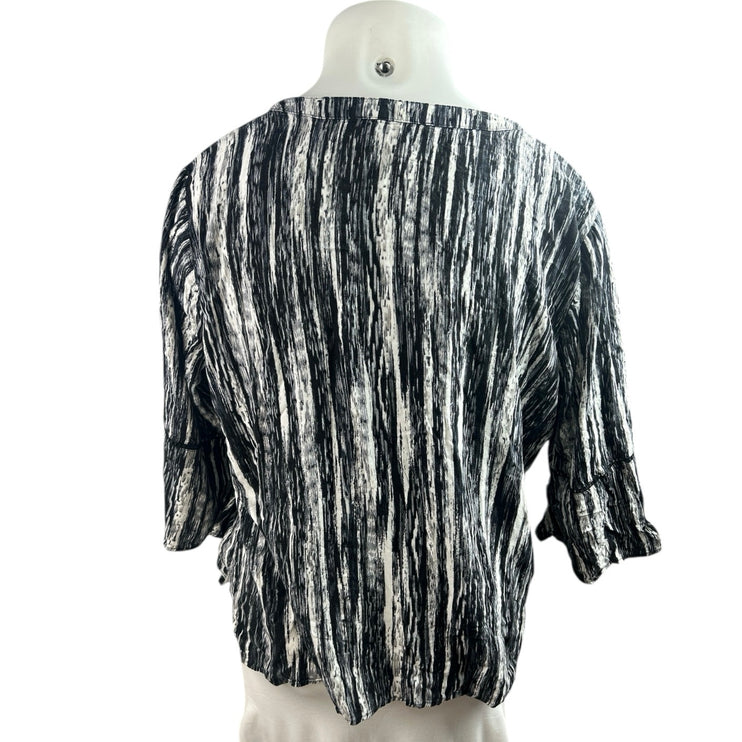 Gloria Vanderbilt Nova Women's Black White Flutter Sleeve Tunic Blouse Top XXL