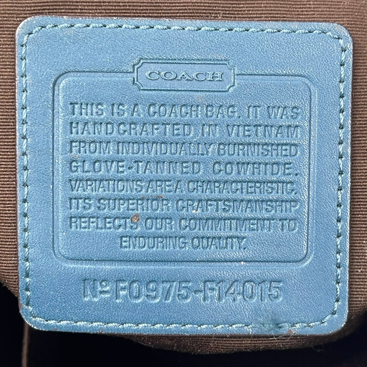 Coach Chelsea Teal Blue 100% Leather Crossbody Zipper Satchel Bag Handbag OS