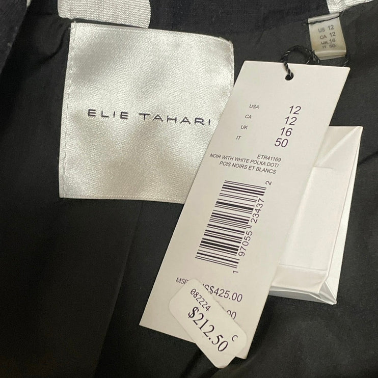 NEW Elie Tahari Black White Polka Dots Double Breasted Blazer Coat Jacket Sz 12
