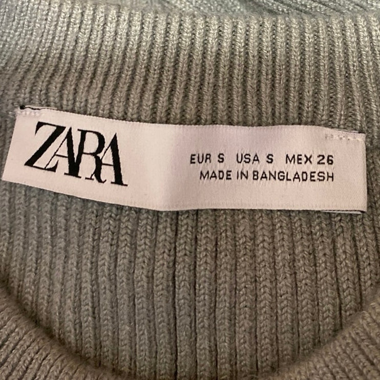 Zara Women's Gray Rib Knit Sleeveless Open Side Bow Tie Sweater Vest Tank Top S