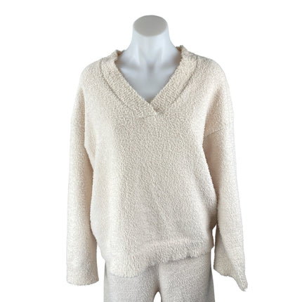 PrettyGarden Women's Fuzzy Sweater Wide Leg Pants Lounge Pajama Sleepwear Set S