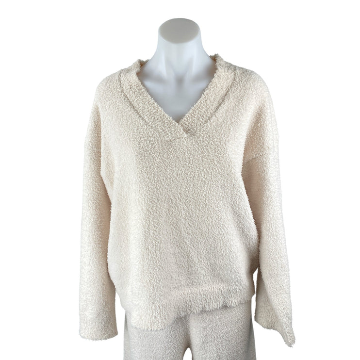 PrettyGarden Women's Fuzzy Sweater Wide Leg Pants Lounge Pajama Sleepwear Set S