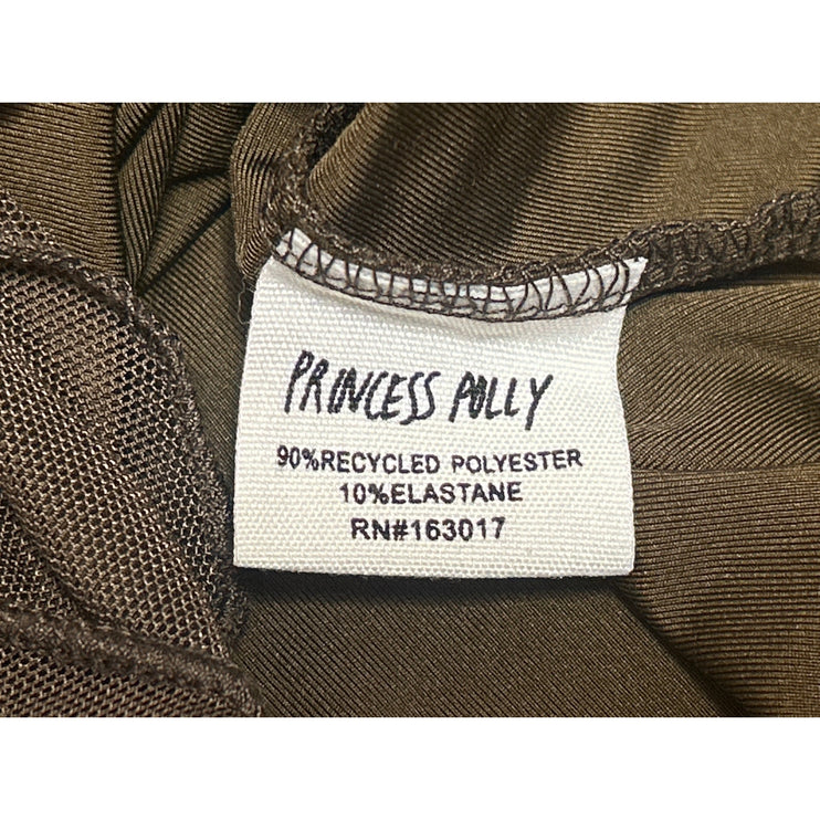 Princess Polly Brown Sleeveless Mesh Patchwork T Shirt Blouse Crop Top Size 2