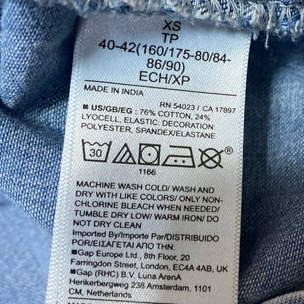 Gap Blue Denim Chambray Smocked Flutter Sleeve Ruffle Midi A-line Dress Size XS