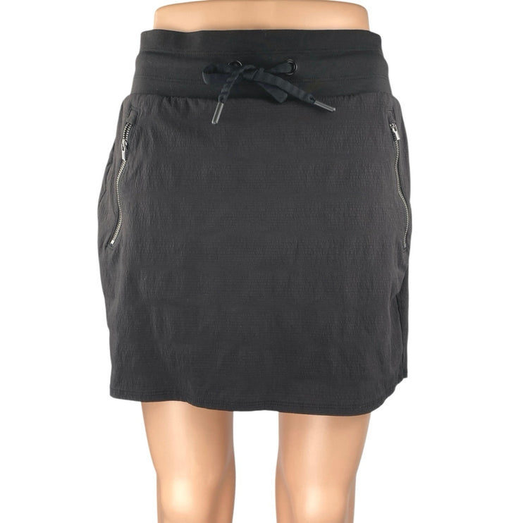 Athleta Women's Black High Waist Drawstring Mini Straight Pencil Skirt Skort 2