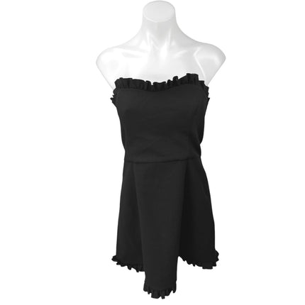 French Connection Whisper Ruth Black Ruffled Strapless Mini A-line Tube Dress 8