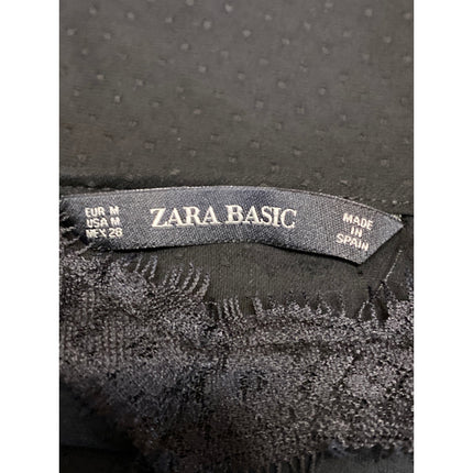 Zara Black Sleeveless Lace Floral Trim Sheer V Neck Cami Camisole Tank Top Sz M