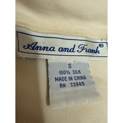 Vintage Anna and Frank Yellow 100% Silk Long Sleeve Button Up Shirt Top Size S