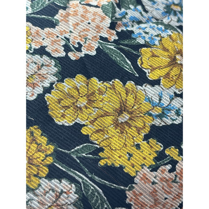 Zara Yellow Floral Ruffled 3/4 Sleeve High Neck Babydoll Mini Shift Dress Size S