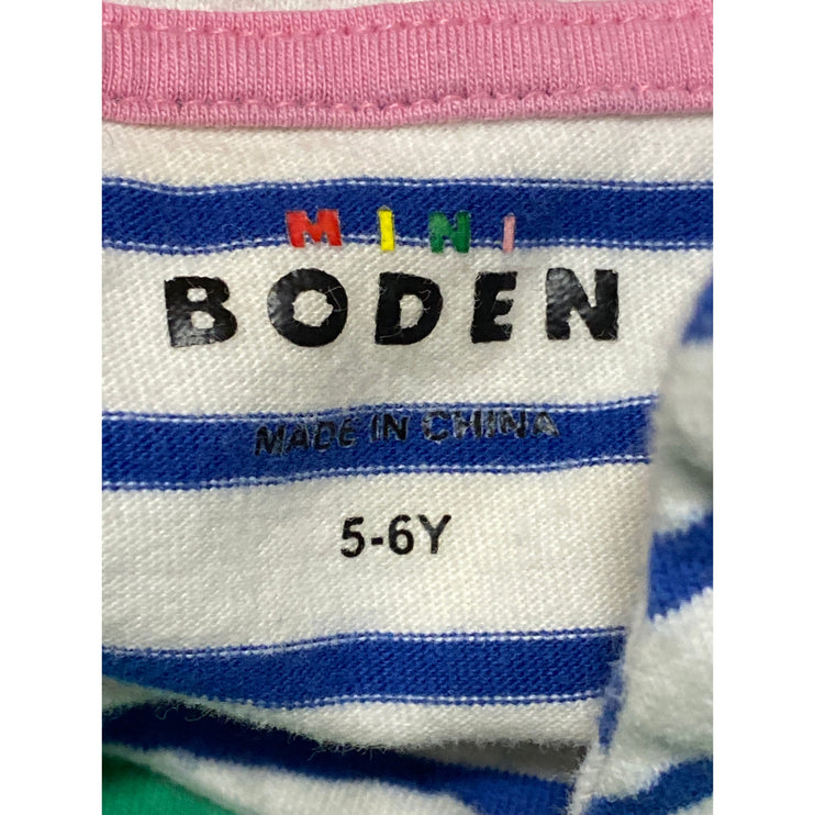 Mini Boden Girls Hotchpotch Striped Short Sleeve Crew Neck Jersey Dress Sz 5-6Y