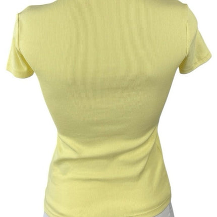 Calvin Klein Women's Yellow Crew Neck Short Sleeve Slim Baby Tee T-Shirt Top XS