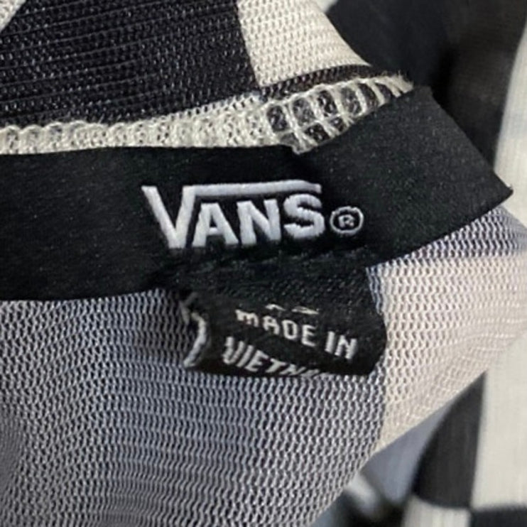 Vans Position Checker Women's Black White Checkered Mock Neck Mesh Top Size XS