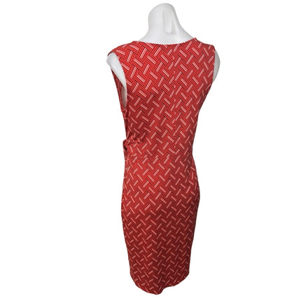 Banana Republic Red Sleeveless Deep V Printed Lines Mini Wrap Dress Size XS