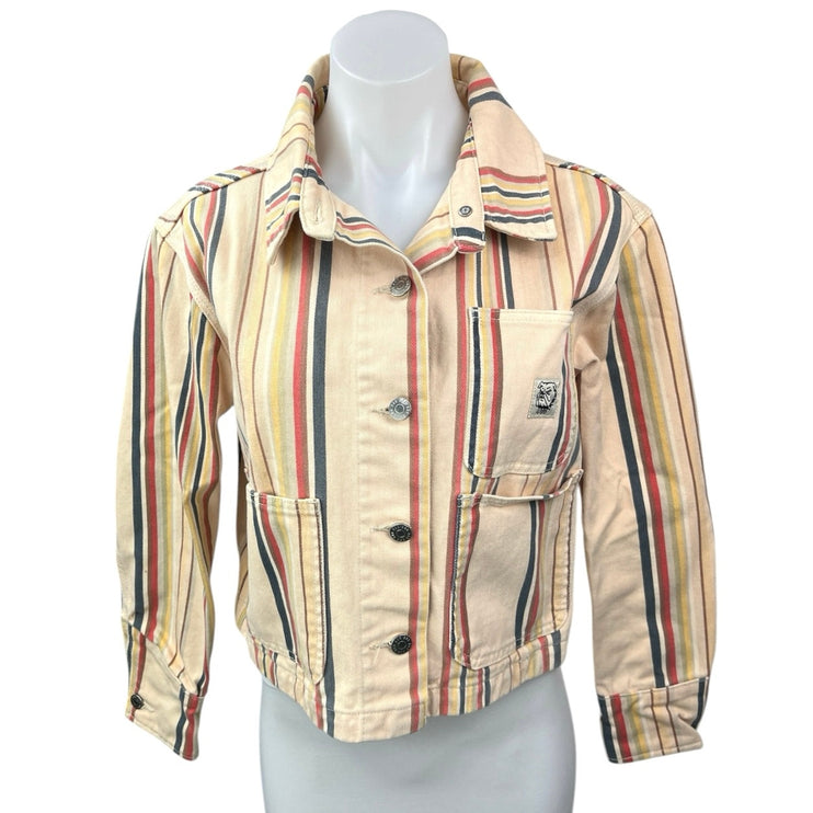 Urban Outfitters Multicolor Lucia Striped Chore Button Denim Jean Jacket Size XS