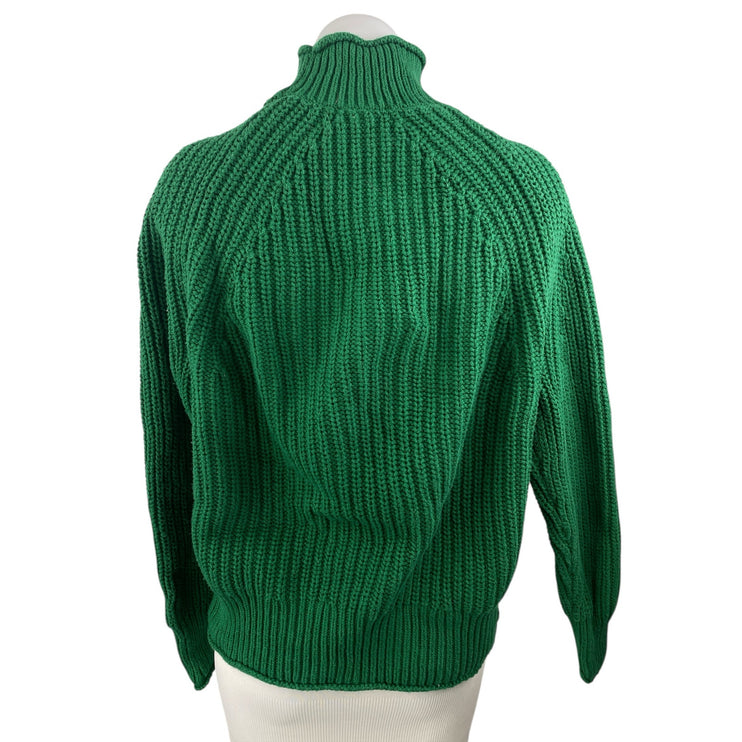 J.Crew Women's Green Long Sleeve Ribbed Knit Turtleneck Pullover Sweater Top S