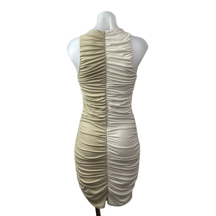 Abercrombie & Fitch Beige Khaki Colorblock Cutout Ruched Mini Bodycon Dress ST