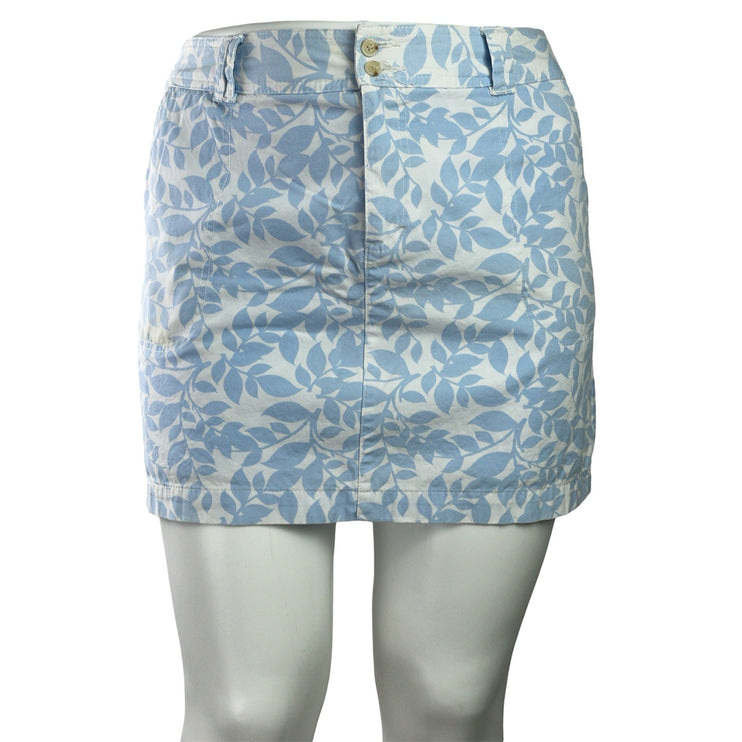 St. John's Bay Womens Blue White Floral Mid Rise MiniSkirt Shorts Skort Size 16